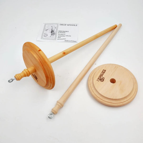 Kromski Wooden Drop Spindle - Top or Bottom Whorl -  Folding Travel Spindle