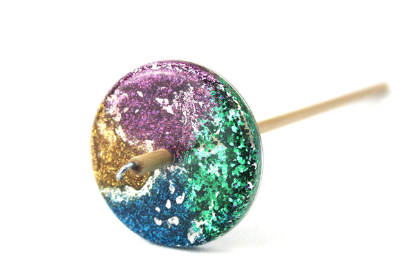 Rainbow Glitter Drop spindle #708