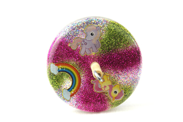 Glitter Rainbow Pony Drop spindle #790