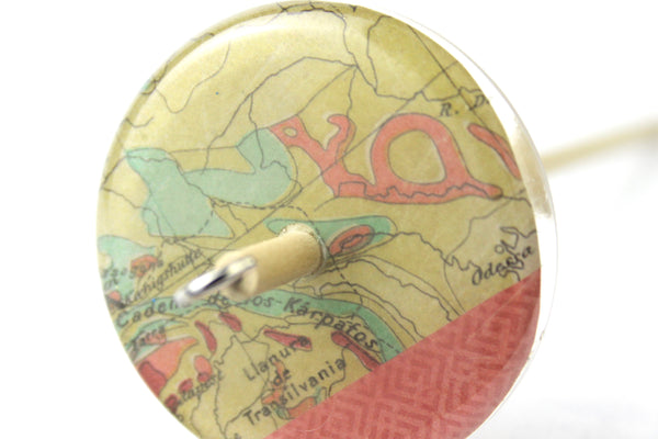 Vintage Map Patterned Drop spindle #721