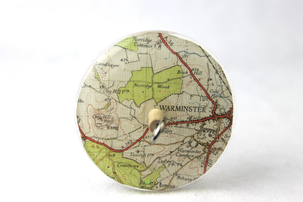 Vintage Map Patterned Drop spindle #722