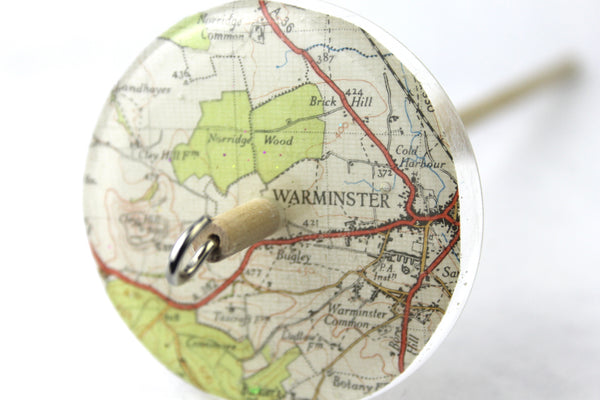 Vintage Map Patterned Drop spindle #722