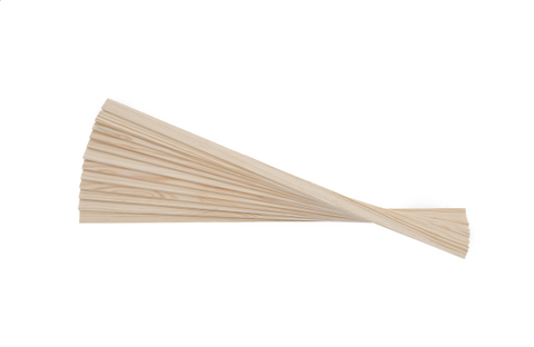 Twelve Kromski wooden warping sticks for packing a rigid-heddle loom warp