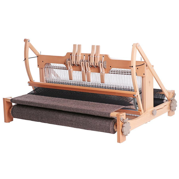 Ashford folding table loom woven with a dark twill sample