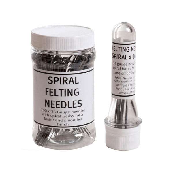 Ashford spiral felting needles in packs of ten and one hundred