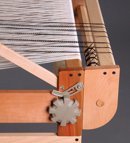 Ashford second back beam fitted to a table loom