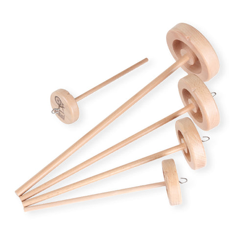 Ashford lacquered top whorl drop spindles in five sizes