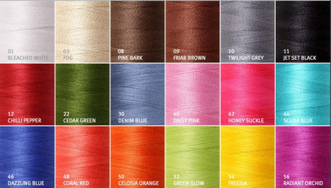 Ashford weaving cotton colour chart showing the available shades
