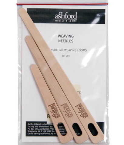 Set of three Ashford Silver Beech weaving needles