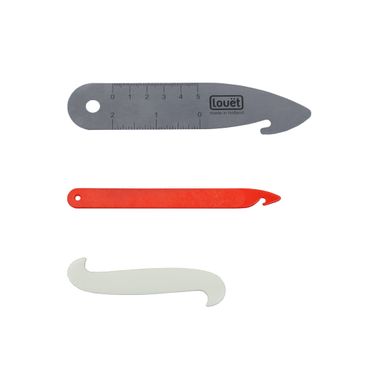 Louet stainless-steel and red Texsolv reed hooks