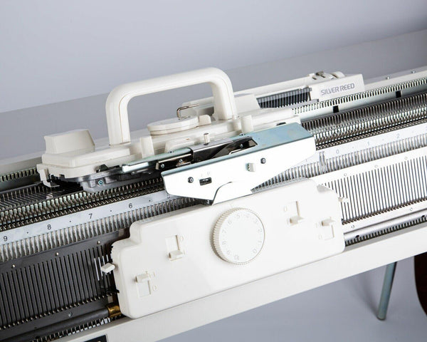 Silver Reed RJ1 ribber jacquard carriage fitted to an SRP60N ribber