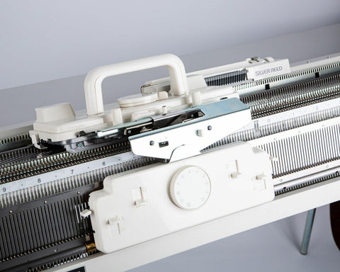 Silver Reed RJ1 ribber jacquard carriage fitted to an SRP60N ribber