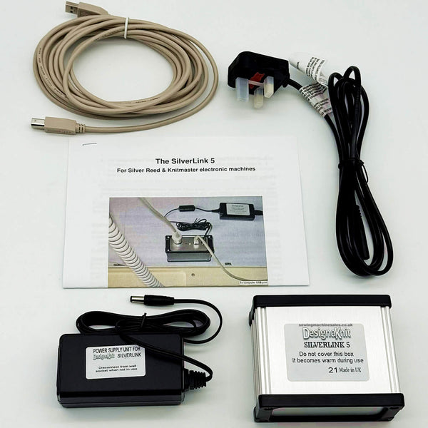 Silver Reed SilverLink 5 interface with power supply, USB cable and instructions