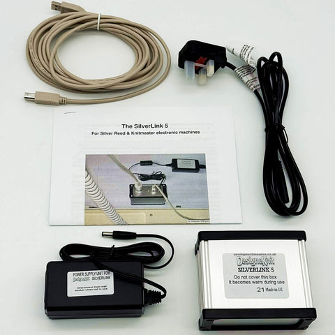 Silver Reed SilverLink 5 interface with power supply, USB cable and instructions