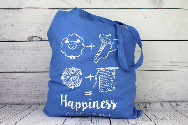 Blue Project Tote Bag - Spinning = Happiness