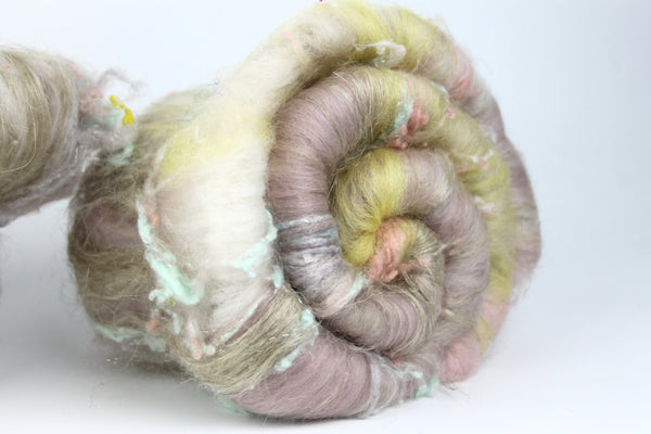 Dried Lavender  - Hand Carded Batt For Spinning Or Felting