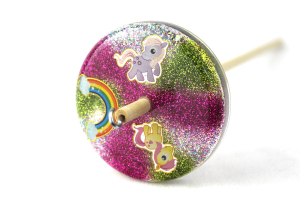 Glitter Rainbow Pony Drop spindle #790